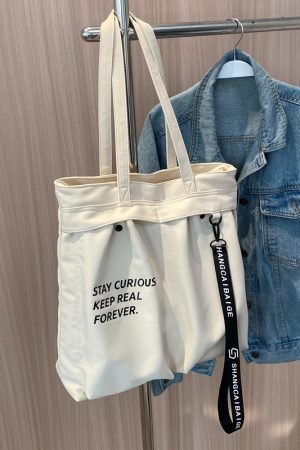 Korean Style Large Capacity Canvas Shoulder Bag for Women - Versatile Casual Tote for Students, Perfect for Class and Everyday Use