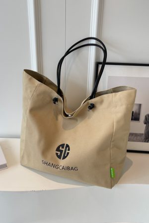 Korean Style Large Capacity Canvas Tote Bag for Women - Fashionable Portable Shopping & Casual Commuting Shoulder Bag