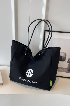 Korean Style Large Capacity Canvas Tote Bag for Women - Fashionable Portable Shopping & Casual Commuting Shoulder Bag