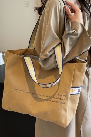 Korean-Style Large Capacity Canvas Tote Bag for Women, 2025 New Model, Perfect for Short Trips and Commuting