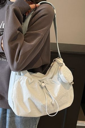 Korean Style Large Capacity Tote Bag - Trendy Nylon Dumpling Shoulder Bag for Casual Spring 2025 Fashion