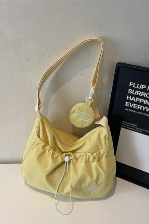 Korean Style Large Capacity Tote Bag - Trendy Nylon Dumpling Shoulder Bag for Casual Spring 2025 Fashion