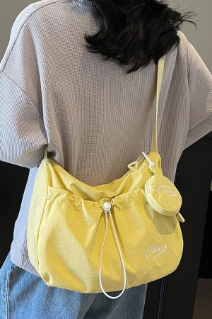 Korean Style Large Capacity Tote Bag - Trendy Nylon Dumpling Shoulder Bag for Casual Spring 2025 Fashion