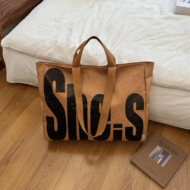 Korean-Style Large-Capacity Tote Bag for Women - 2025 Autumn Winter Literary Letter Print Shoulder Bag, Versatile Fashion Accessory Korean-Style Large-Capacity Tote Bag for Women - 2025 Autumn Winter Literary Letter Print Shoulder Bag, Versatile Fashion Accessory