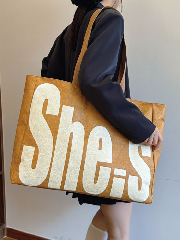 Korean-Style Large-Capacity Tote Bag for Women - 2025 Autumn Winter Literary Letter Print Shoulder Bag, Versatile Fashion Accessory Korean-Style Large-Capacity Tote Bag for Women - 2025 Autumn Winter Literary Letter Print Shoulder Bag, Versatile Fashion Accessory