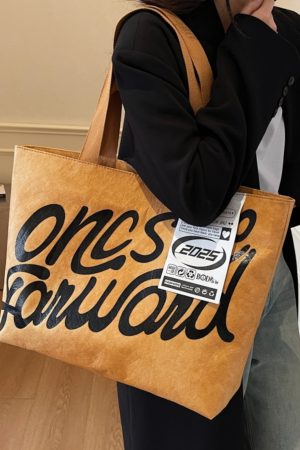 Korean-Style Large Capacity Tote Bag for Women - 2025 DuPont Paper Shoulder Bag for Class and Commuting