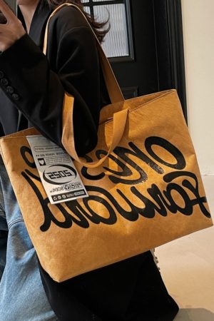 Korean-Style Large Capacity Tote Bag for Women - 2025 DuPont Paper Shoulder Bag for Class and Commuting