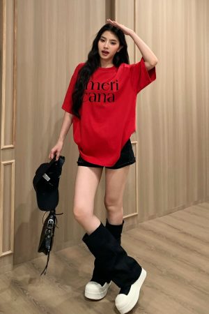 Korean Style Loose Casual Short Sleeve T-Shirt for Women with American Letter Print - Summer Round Neck Couple Top