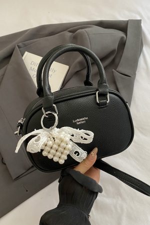 Korean-Style Minimalist Casual Tote Bag for Women - Small Square Crossbody Bowling Bag for Summer 2025