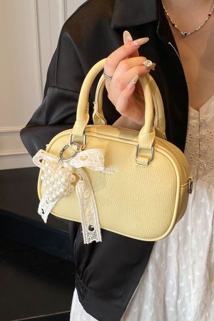 Korean-Style Minimalist Casual Tote Bag for Women - Small Square Crossbody Bowling Bag for Summer 2025