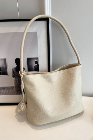 Korean-Style Minimalist Large-Capacity Tote Bag for Women, 2025 Trendy Lychee Pattern Underarm Handbag