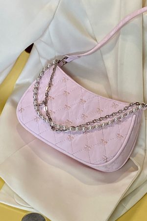 Korean-Style Pink Chain Underarm Crossbody Bag for Women - Trendy Small Shoulder Bag with Niche Design for 2025