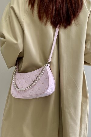 Korean-Style Pink Chain Underarm Crossbody Bag for Women - Trendy Small Shoulder Bag with Niche Design for 2025