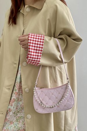 Korean-Style Pink Chain Underarm Crossbody Bag for Women - Trendy Small Shoulder Bag with Niche Design for 2025