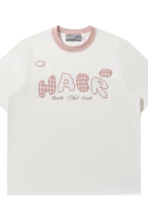 Korean Style Playful Cloud Patch T-Shirt - Cool Feeling Sorona Fabric Couple Tee for Summer Fashion