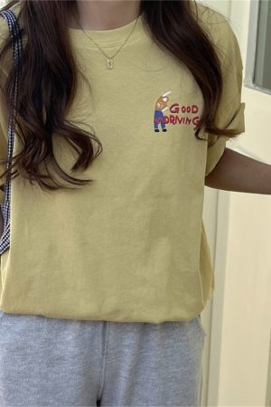 Korean Style Plus Size Loose Fit Cotton T-Shirt for Women - Summer 2025 Short Sleeve Versatile Basic Top