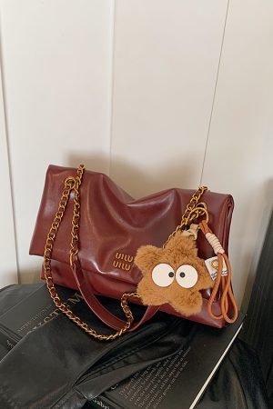 Korean-Style Retro Oil Wax Leather Shoulder Bag for Women - High-Quality Commuter Fashion for Autumn/Winter 2025