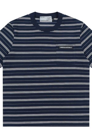 Korean-Style Retro Striped Slim-Fit Short Sleeve T-Shirt for Spring and Summer â€“ 90s Miu-Inspired Fashion Top