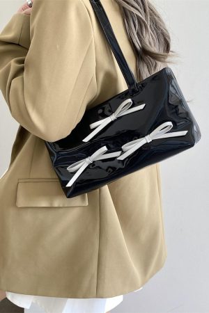 Korean Style Sweet Bow Design Women's Underarm Bag - Small Handheld Shoulder Bag for 2025 Fashion Trends