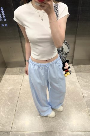 Korean Style White Shoulder-Fitted Slim T-Shirt for Women, Waist-Cinching Non-Transparent Cotton Short Sleeve Top, 2025 Summer Fashion