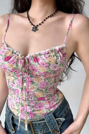 Lace Hollow Out Floral Camisole - Women's Summer Slim Fit Top in European American Style, Perfect for Y2K and 90s Inspired Looks