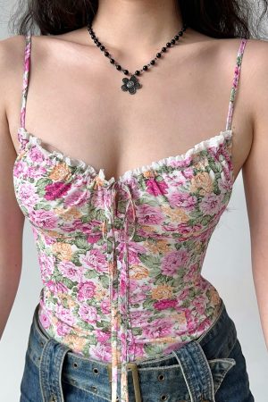 Lace Hollow Out Floral Camisole - Women's Summer Slim Fit Top in European American Style, Perfect for Y2K and 90s Inspired Looks