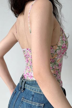 Lace Hollow Out Floral Camisole - Women's Summer Slim Fit Top in European American Style, Perfect for Y2K and 90s Inspired Looks