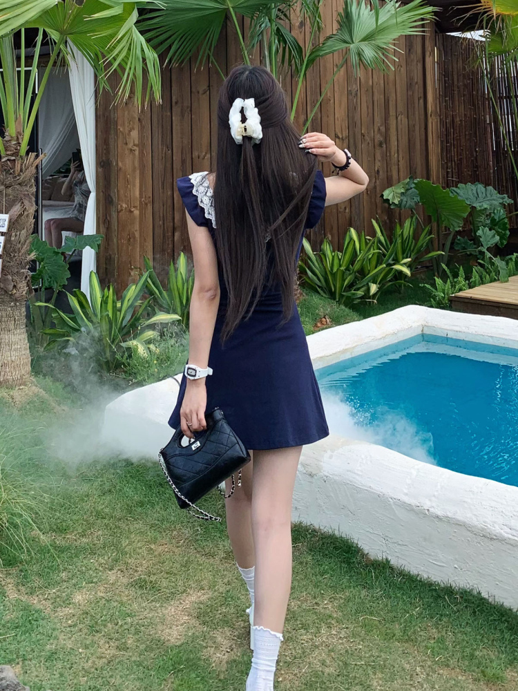 Lace Splicing Design Strap Dress - Women's Summer Sexy Slim Fit Dress with 90s Inspired Style Lace Splicing Design Strap Dress - Women's Summer Sexy Slim Fit Dress with 90s Inspired Style