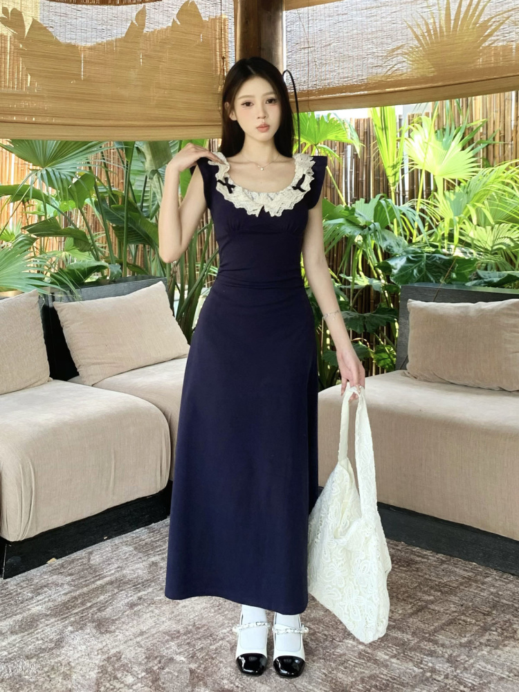 Lace Splicing Design Strap Dress - Women's Summer Sexy Slim Fit Dress with 90s Inspired Style Lace Splicing Design Strap Dress - Women's Summer Sexy Slim Fit Dress with 90s Inspired Style