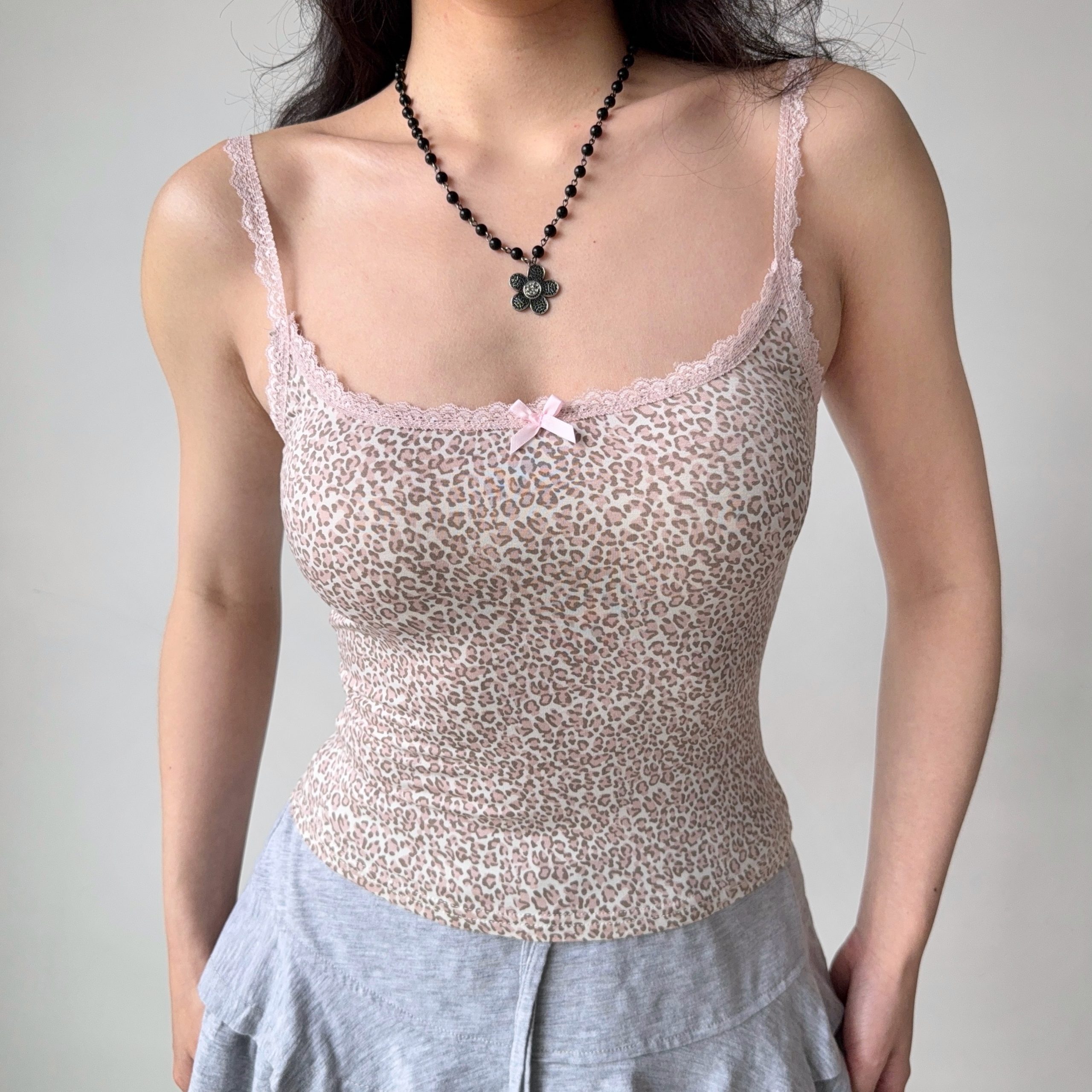 Lace Trim Leopard Print Camisole Top for Women - DIY European American Style, Chic Fashion for Hot Girls Lace Trim Leopard Print Camisole Top for Women - DIY European American Style, Chic Fashion for Hot Girls