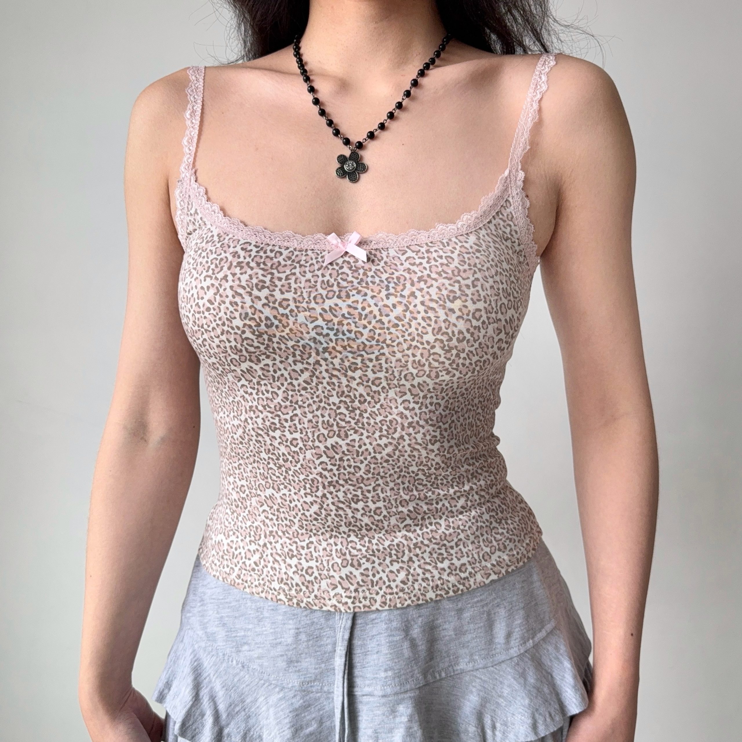 Lace Trim Leopard Print Camisole Top for Women - DIY European American Style, Chic Fashion for Hot Girls Lace Trim Leopard Print Camisole Top for Women - DIY European American Style, Chic Fashion for Hot Girls