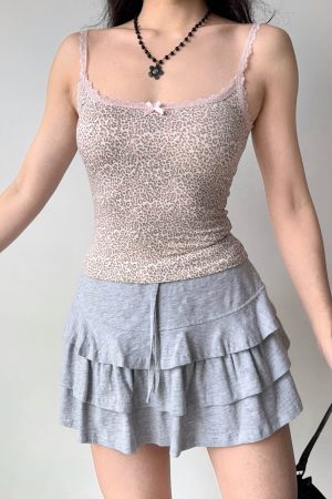 Lace Trim Leopard Print Camisole Top for Women - DIY European American Style, Chic Fashion for Hot Girls