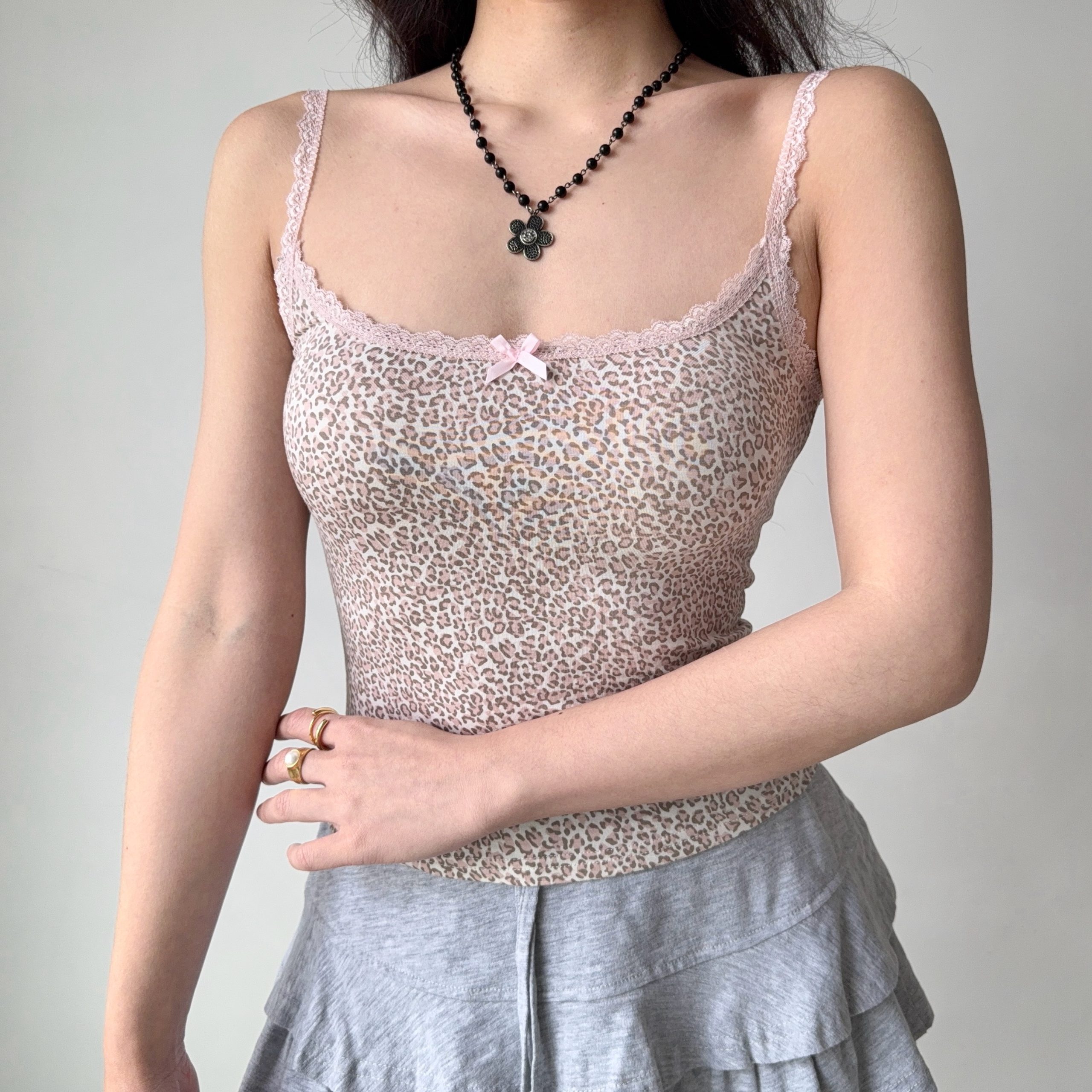 Lace Trim Leopard Print Camisole Top for Women - DIY European American Style, Chic Fashion for Hot Girls Lace Trim Leopard Print Camisole Top for Women - DIY European American Style, Chic Fashion for Hot Girls