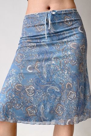 Lace Trim Mesh Floral Camisole & A-Line Skirt Set for Women - European American Style, Perfect for 90s Y2K Fashion Lovers