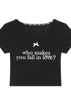 Lace Trim U-Neck Short Sleeve T-Shirt for Women, Slim Fit Casual Top, 2025 Spring/Summer Fashion, Trendy Y2K Style for Hot Girls