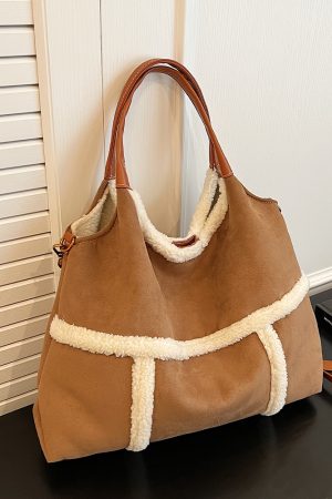 Lambswool Single-Shoulder Tote Bag for Women, High-End Versatile Fashionable Large Capacity Bag, Spring/Summer 2025 Style