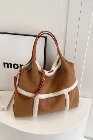 Lambswool Single-Shoulder Tote Bag for Women, High-End Versatile Fashionable Large Capacity Bag, Spring/Summer 2025 Style