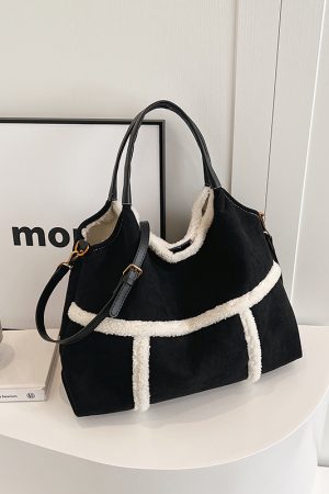 Lambswool Single-Shoulder Tote Bag for Women, High-End Versatile Fashionable Large Capacity Bag, Spring/Summer 2025 Style