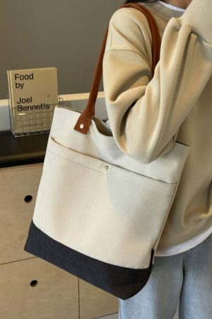 Large Capacity Canvas Tote Bag for Women - Fashionable Korean Style Shoulder Bag for Spring & Summer, Perfect for College Commuting