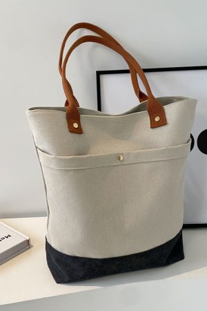 Large Capacity Canvas Tote Bag for Women - Fashionable Korean Style Shoulder Bag for Spring & Summer, Perfect for College Commuting