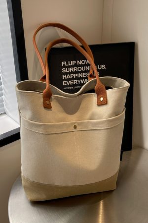 Large Capacity Canvas Tote Bag for Women - Fashionable Korean Style Shoulder Bag for Spring & Summer, Perfect for College Commuting