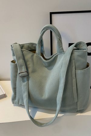 Large Capacity Corduroy Tote Bag for Women - 2025 Spring/Summer Style | Versatile Shoulder & Crossbody Bag for Class and Commuting