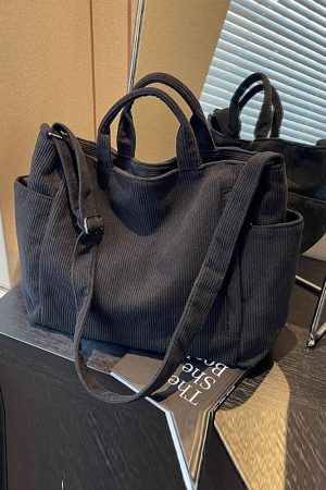 Large Capacity Corduroy Tote Bag for Women - 2025 Spring/Summer Style | Versatile Shoulder & Crossbody Bag for Class and Commuting