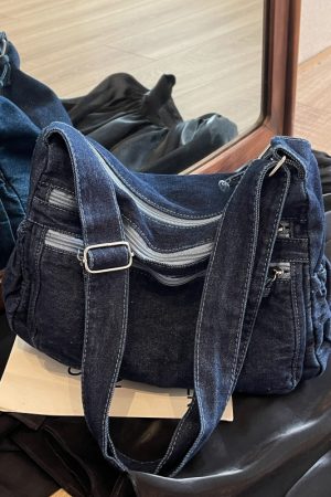 Large Capacity Denim Crossbody Bag for Women - Casual Summer Tote for Classroom and Commuting, Stylish Single Shoulder Design
