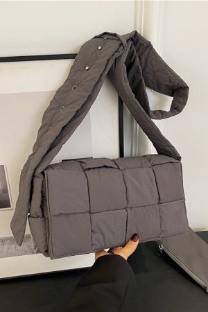 Large Capacity Down Cotton Tote Bag for Women - Spliced Design, Crossbody Style, Perfect for Spring & Summer 2025 Fashion