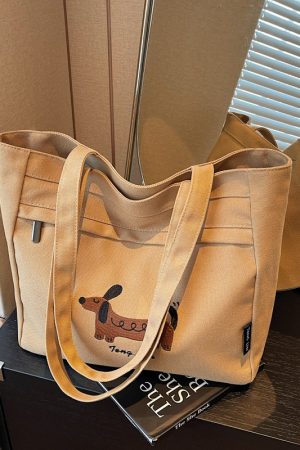 Large Capacity Embroidered Canvas Tote Bag for Women - Stylish Commuter Shoulder Bag for Students - 2025 Model