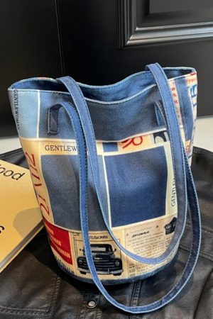 Large Capacity Ethnic Style Women's Canvas Tote Bag - 2025 Commuting Single Shoulder Bucket Bag for Everyday Use