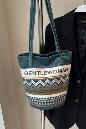 Large Capacity Ethnic Style Women's Canvas Tote Bag - 2025 Commuting Single Shoulder Bucket Bag for Everyday Use