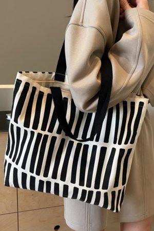 Large Capacity Graffiti Canvas Tote Bag for Women - Japanese Style Shopping Bag for Students and Commuting