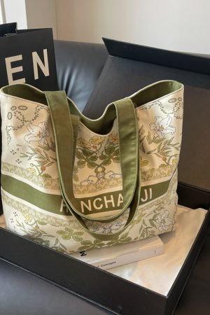 Large Capacity Jacquard Canvas Tote Bag for Women - Versatile Summer Shoulder Handbag for Commuting & Everyday Style 2025